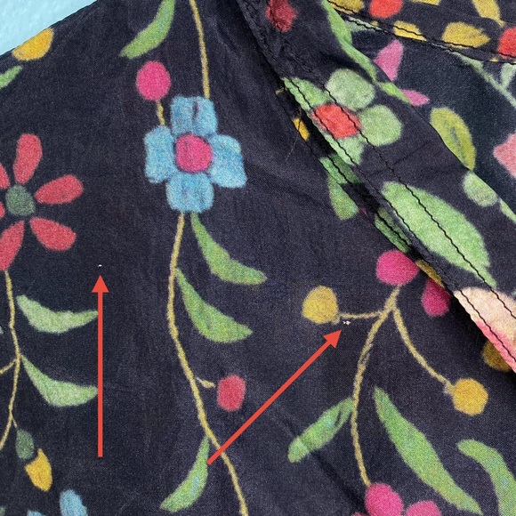 Johnny Was Size XXL Black Multi Floral 100% Silk Button Front Blouse - Picture 14 of 16